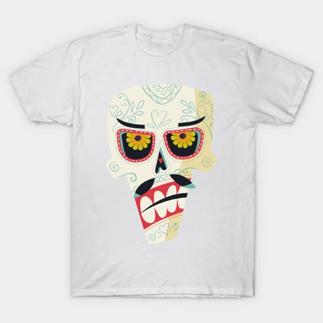 Sugar skull with mustaches T-Shirt by NiceIO